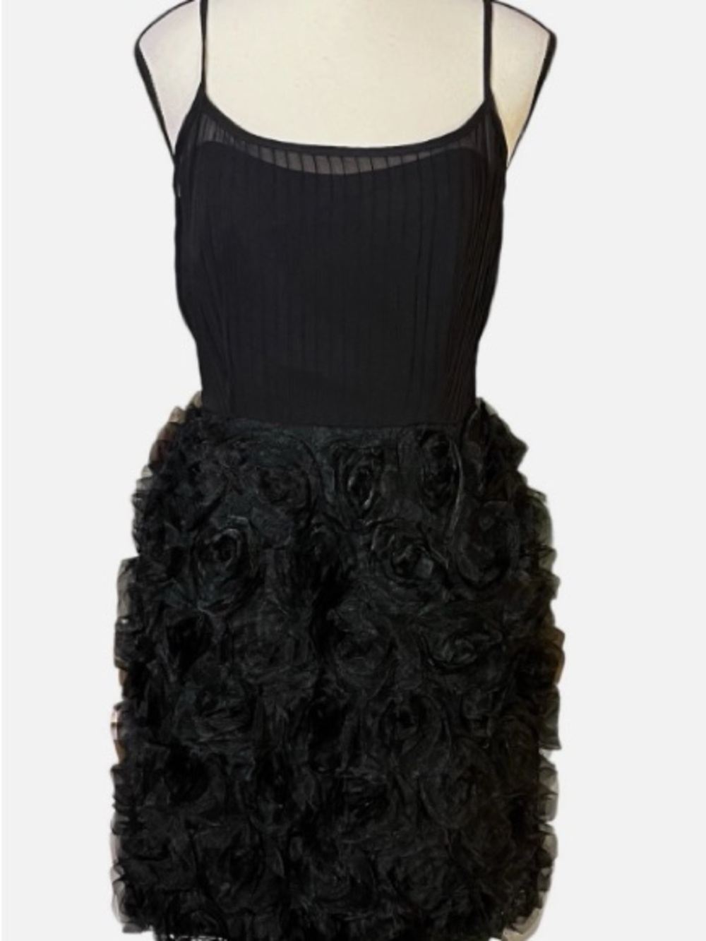 Women's Black Floral Rosette Cocktail Dress